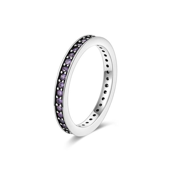 Anillos de boda anillo de lujo apilable púrpura pavé circón Plata Color plata dedo para mujeres joyería regalo niña adolescentes 2022 TrendWedding