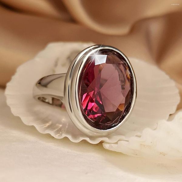 Anneaux de mariage luxe rubis cristal Zircon anneau pour les femmes mode rouge strass fête promesse bijoux cadeau en gros