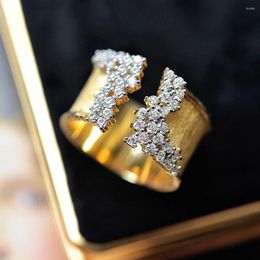 Anneaux de mariage Femmes de luxe Femmes en acier inoxydable Gilding Crystal Ring Grade Zircon Engagement Finger Accessory Jewelry Gift