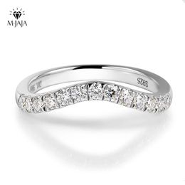 Anillos de boda M-JAJA Medio anillo Alianza de boda curvada Plata de ley 925 0.39ct Anillos de diamantes de laboratorio para mujer Joyería de color D 231219