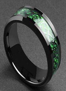 Anneaux de mariage manneur rouge vert carbone en fibre de carbone noir dragon incorpore confort en acier inoxydable pour les hommes band6697755
