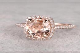 Anneaux de mariage marcatsa marque champagne cristal cube zirconi anneau rose rose couleur ton mode fiançailles bijoux pour femmes1423022