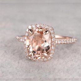 Trouwringen Marcatsa Merk Champagne Kristal Zirconia Ring Rose Goud Kleur Tone Fashion Engagement Sieraden Voor Women307M