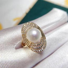 Bruiloft ringen meibapj 9-10 mm natuurlijke semiround parels lichte luxe ring fijne mode bruiloften sieraden voor vrouwen groothandel