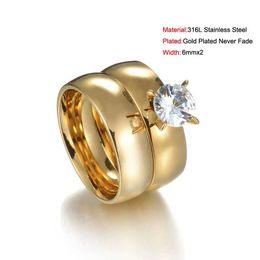 Wedding Rings Memolissa 6mm x2 Luxe Crystal White Zirkon Goud kleur Roestvrijstalen ring sieraden mode mannen vrouwen bruiloft paren ringen