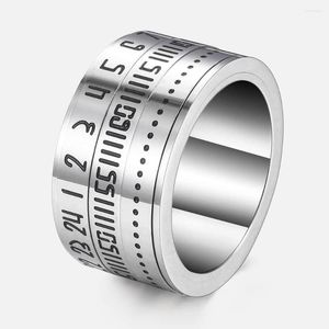 Wedding ringen herenring spinner digitale tijdschaal roestvrij staal mannelijke groothandel juwelen valentijns cadeau voor mannen 14 mm 2022 vrouwen