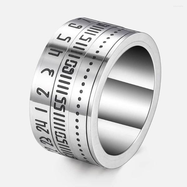 Anneaux de mariage Bague pour hommes Spinner Échelle de temps numérique en acier inoxydable Mâle Bijoux en gros Saint-Valentin Cadeau pour hommes 14mm 2022 Femmes