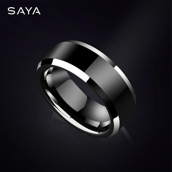 Anillos de boda Hombres Negro Tungsteno para Pulgar Pareja Anillos Alto Pulido Confort Ajuste Boda Banda Regalo Fiesta Personalizada 231204