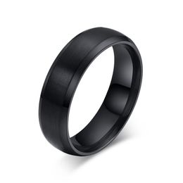 Wedding Rings Heren 6 mm band roestvrijstalen ring mannen sieraden verloving figuur comfort fit schuine randen zwart blauw goud kleur