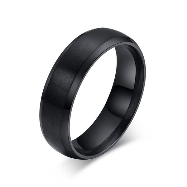 Anneaux de mariage Hommes 6MM Bande Bague en acier inoxydable Hommes Bijoux Figure de fiançailles Confort Fit Bords biseautés Noir Bleu Or Couleur