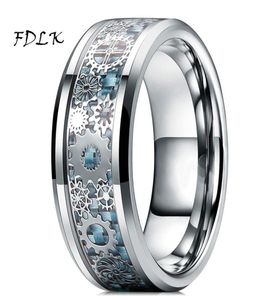 Bagues de mariage pour hommes steampunk wheel en acier inoxydable anneau dragon incrustation bleu en carbone en fibre de carbone gothique taille 6134995067