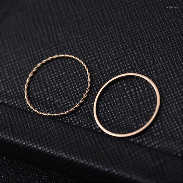 Anillos de boda chapado en Metal geometría torcida conjunto de 2 piezas anillo temperamento articulación Simple mujeres cola fina japonesa y coreana