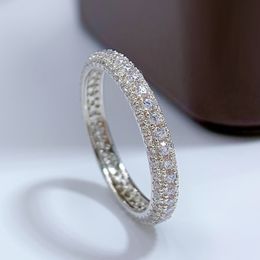 Anneaux de mariage Micro Pave Diamond Ring 100 Real 925 sterling silver band pour Femmes Hommes Bijoux de Fiançailles 230802