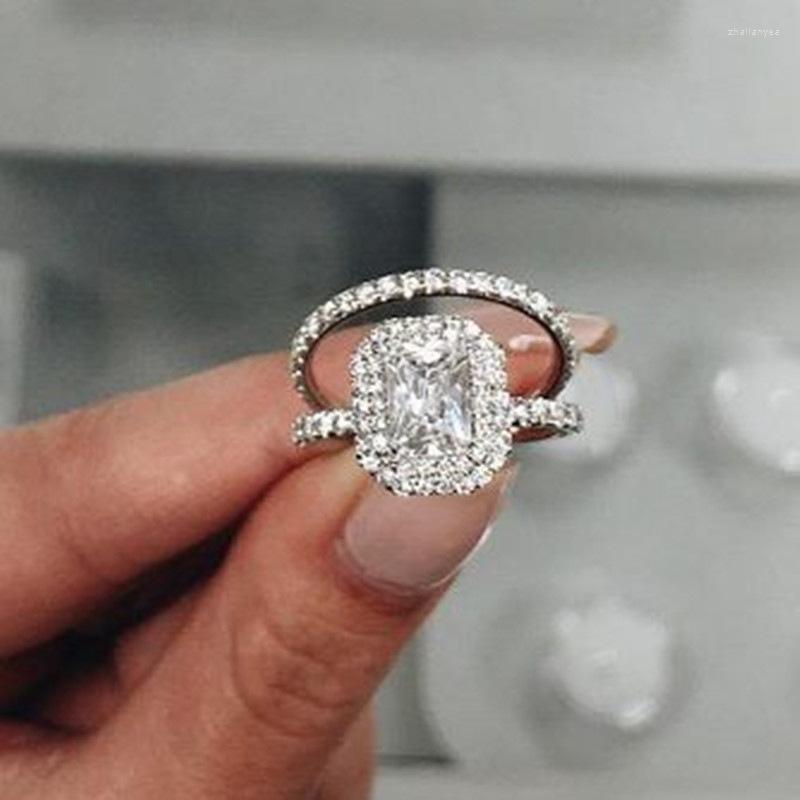 Обручальные кольца с микроцирконом, парное кольцо, состоящее из двух частей для мужчин и женщин, классические модные украшения на палец, мужские и женские вечерние, помолвочные украшения