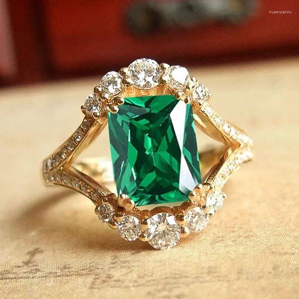 Anneaux de mariage Milan magnifique couleur or vert zircon cubique femmes Ly conçu bandes accessoires cadeau fête bijoux à la mode