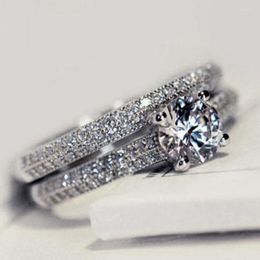 Wedding Rings Milangirl 2pcs/Lot Color Set Engagement Woman Cubic Zirconia Ring For Women Ladies Lover Party Sieraden