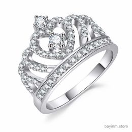 Wedding Rings Milangirl Luxury Crown Zirconia Zirkon Ring Dames trouwfeest kristallen ring sieraden trouwringen voor vrouwen