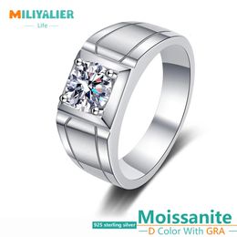 Anneaux de mariage MILIYALIER 925 amoureux en argent Sterling anneaux de mariage givrés pour hommes de qualité supérieure 1ct VVS1 D bijoux de mode de fiançailles 231021