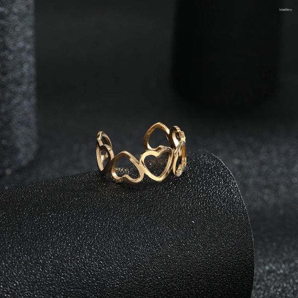 Anillos de boda Moda minimalista Corazón hueco Diseño creativo Pareja Anillo de titanio