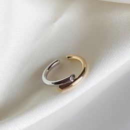 Trouwringen Minimalistische gouden zilveren kleurmix Corss voor vrouwen Egirl Simple Open Cuff Engagement Party Ring juwelenwedding