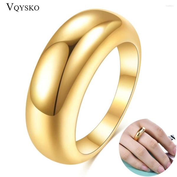 Bagues de mariage anneau épais minimaliste pour femmes bijoux empilé bijoux à tendance croissante dôme en acier inoxydable Golden State anillo mujer