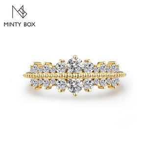 Wedding Rings Mintybox Brilliant Cut 3 0mm Ring voor vrouwen Men Pure 18K 14K 10K Yellow Gold Engagement Luxury party cadeau 230822