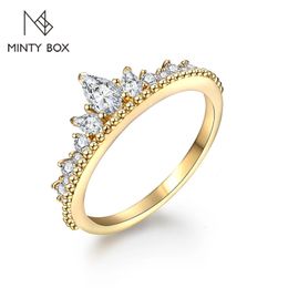 Anneaux de mariage MINTYBOX Forme de poire 5 * 3mm AU750 Pur 18K 14K 10K Bague en or jaune pour femmes hommes ont passé la fête de fiançailles Diaomnd 231021