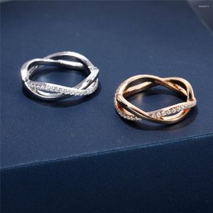 Wedding Rings Mobius Infinity Diamond Ring Fashion Brand S925 Silver Hollow Winding Zirkons Women's Daily Simple