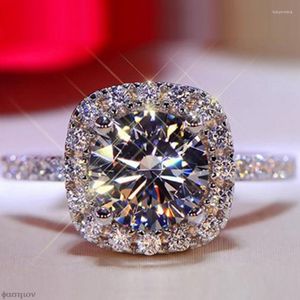 Trouwringen Moissanite verlovingsring karaat rond briljante diamant vierkant droomband eeuwigheid belofte voor vrouwen5-10