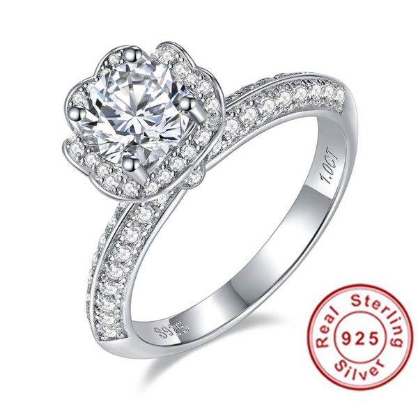 Anneaux de mariage Moissanite Bague de fiançailles 925 Sterling Argent pour femmes Anniversaire BijouxMariage