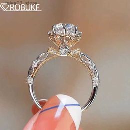 Trouwringen Moissanite Ring voor dames 18K vergulde 1CT D-kleur trouwring Rose goud verlovingssieraden S925 zilveren ringen origineel gecertificeerd Q231024