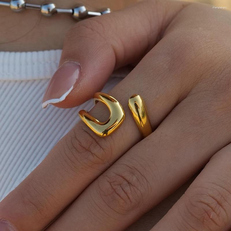 Eheringe Monlansher Unregelmäßiger hohler offener Doppelfingerring für Damen, kreative Geometrie, einzigartiges Design, modischer verstellbarer Schmuck