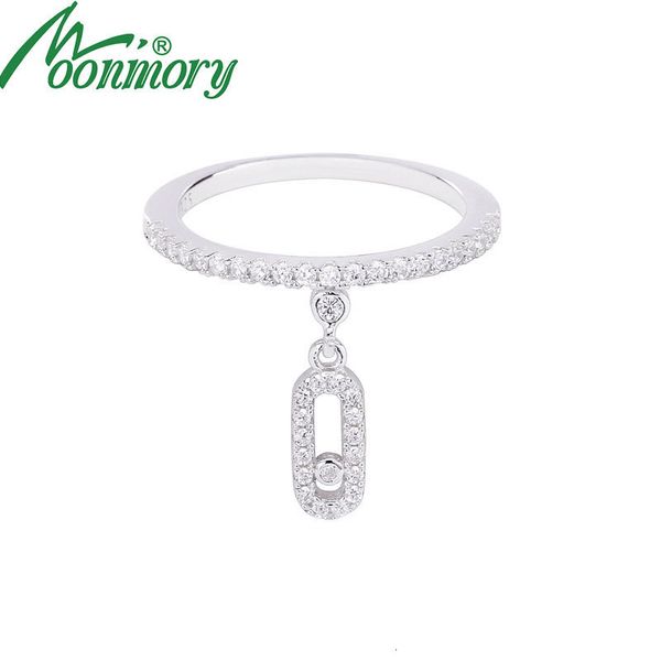 Anneaux de mariage Moonmory 100% réel 925 en argent Sterling faux mouvement pierre bague de mariage pour les femmes pendentif ovale brillant bijoux fins cadeaux pour dames 230828