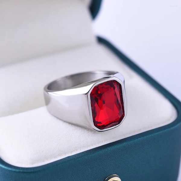 Anillos de boda Estilos de piedras preciosas de múltiples colores Hombres / Mujeres Alta calidad 316LStainless Onyx Square Joyería de tendencia de moda clásica