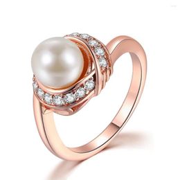 Trouwringen MXGXFAM Beauty Round Pearl Jewelry for Women Rose Gold Color Fashion Engagement Party Gifts