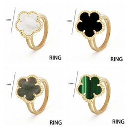 Anillos de boda Gema natural Anillo de trébol de cuatro hojas Fritillary Pavo real Piedra Ciruelo Flor Anillo Joyería impermeable para mujeres Regalo Gota 231118