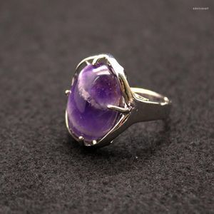 Anneaux de mariage Naturel Gem Pierre Cristal Bague Ovale Malachites Opale Améthystes Quartz Rose Proposition Bijoux Reiki Guérison Edwi22