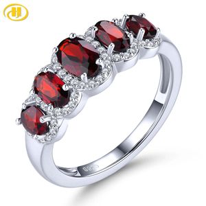 Anillos de boda Anillos de plata de granate rojo natural 2 quilates Piedra preciosa de granate clásica genuina Diseño original S925 Mujeres Regalos de cumpleaños románticos 231218