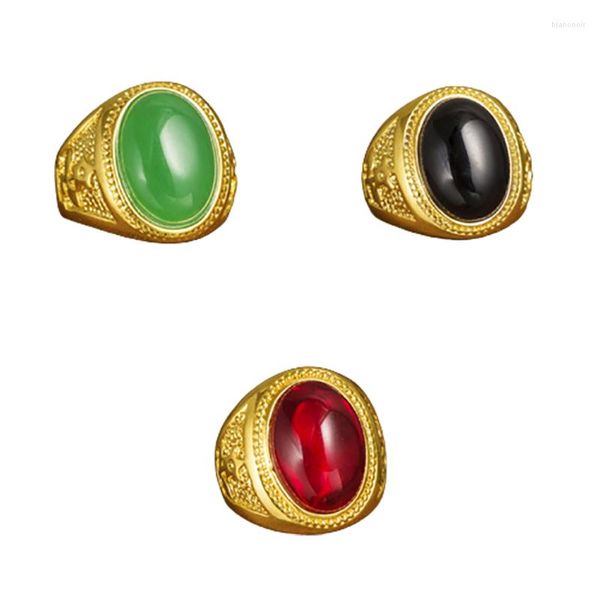 Alliances Pierre Naturelle Bague Jaune Laiton Plaqué Or Bijoux Bagues Fête Grand Bohème Homme Précieux