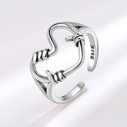 Wedding Rings NBNB Trendy Hollow Big Heart Verstelbare Ring voor vrouwen Men Men Fashion Vintage Love Paar vinger Open Party Sieraden