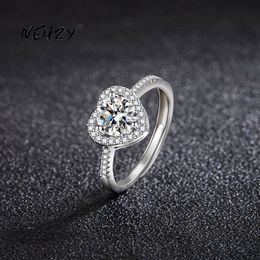 Anillos de boda NEHZY Chapado en plata Mujer Joyería de moda Alta calidad Un quilate Cubic Zirconia Anillo ajustable en forma de corazón 230801