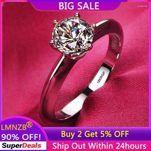 Bagues de mariage ne se fanent jamais, bague de couleur or blanc certifiée originale, ronde 2.0ct Zircon Solitaire Diamant Band, accessoires de bijoux de mariée