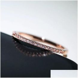 Anneaux de mariage Nouveau 2021 Minimaliste mince pour les femmes Brilliant Cubic Zircon High Quality Sier polyvalent Femme Feme Ring Jewelry Drop Dh9ot