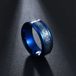 Wedding Rings Nieuwe modeheren titanium 7 kleuren Dragon Cross Rhinestone Rings For Gentleman Wedding Sieraden Gift