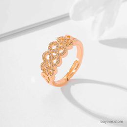 Trouwringen Nieuwe high-end cadeau geven temperament niche sieraden gouden ring opening ring zirkon feest sieraden bruiloft sieraden