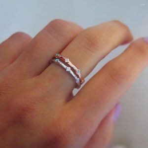 Bagues De Mariage NICE Femmes Fille Bijoux Eternity Cz Opal Band Engagement Minimal Minimalist Delicate Top Quality Rose Gold Color Ring Fashion