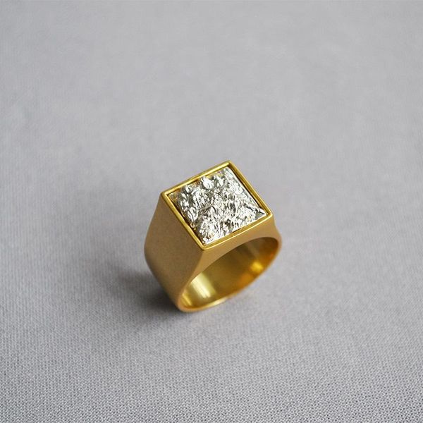 Anneaux de mariage Niche Sense Of Design Silveren Flowing Lava Gold And Golden Contrast Color Heavy Ring Female