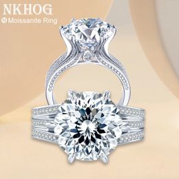 Anneaux de mariage Nkhog Sparkling 10 Carat Bague pour femmes 925 Sterling Silver Plaqué Pt950 Incolore Diamond Band Bijoux 231215