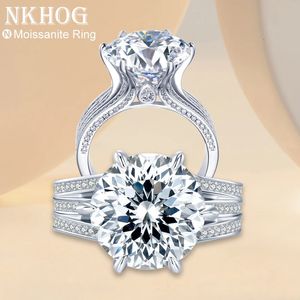 Anneaux de mariage Nkhog Sparkling 10 Carat Bague pour femmes 925 Sterling Silver Plaqué Pt950 Incolore Diamond Band Bijoux 231127