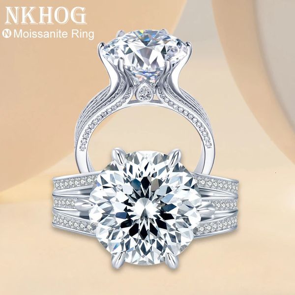 Anneaux de mariage Nkhog Sparkling 10 Carat Bague pour femmes 925 Sterling Silver Plaqué Pt950 Incolore Diamond Band Bijoux 231201